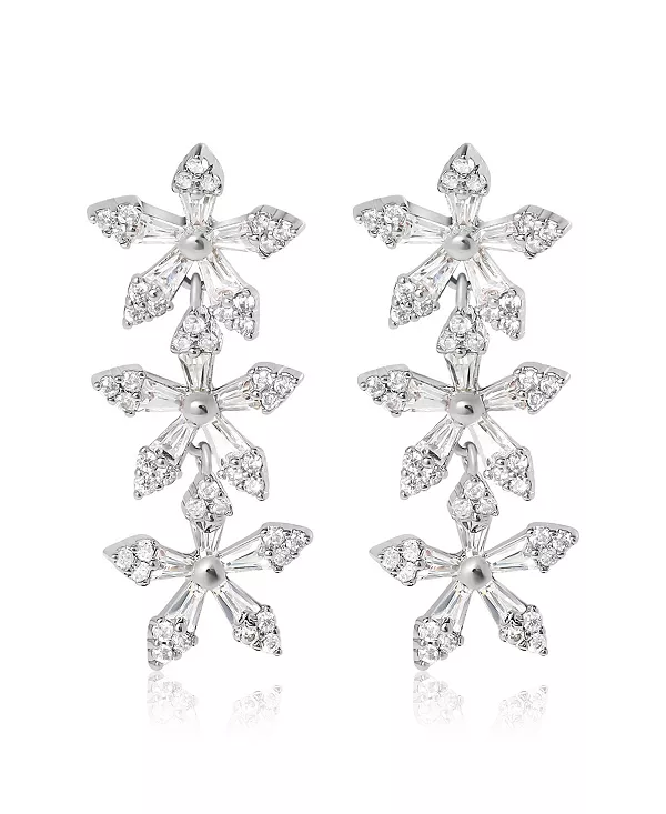 

Серьги-Подвески в виде хрустальных снежинок - серебро Jessica Simpson, silver