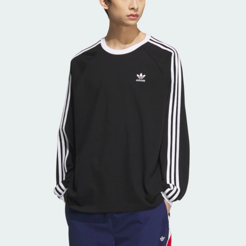 Лонгслив Adidas Originals Classic 3-Stripes, черный/белый — фото 3