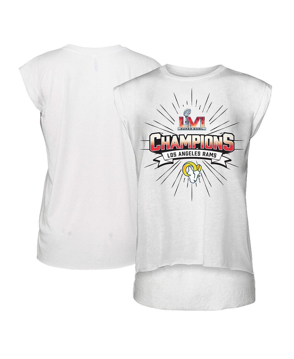 

Белая женская футболка без рукавов Los Angeles Rams Super Bowl LVI Champions Burst Muscle WEAR by Erin Andrews, белый