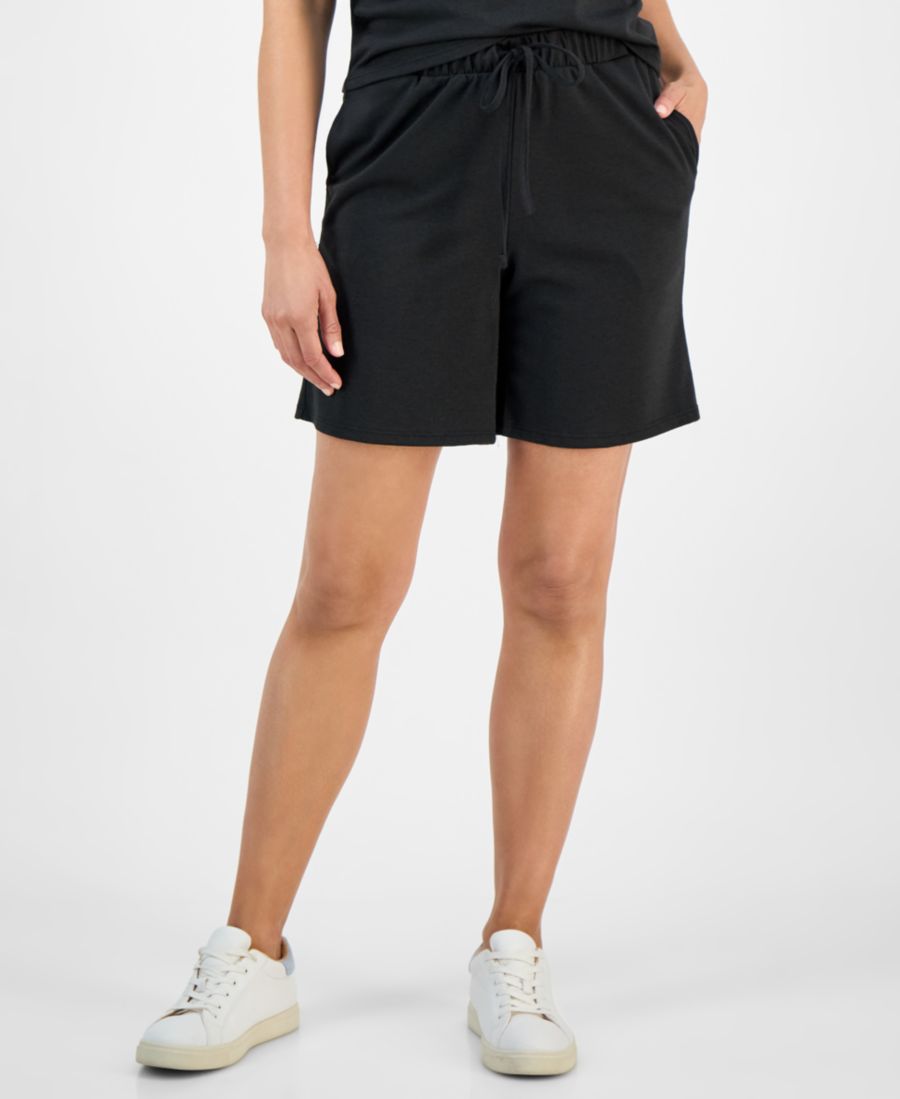 

Укороченные шорты из французского махрового трикотажа Style & Co, Deep Black