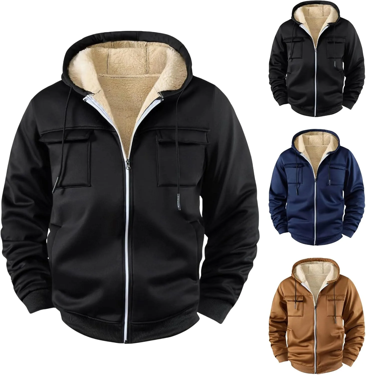 

Толстовка Sherpa Hoodie Men Sherpa Lined Full Zip Fleece с капюшоном ABABC