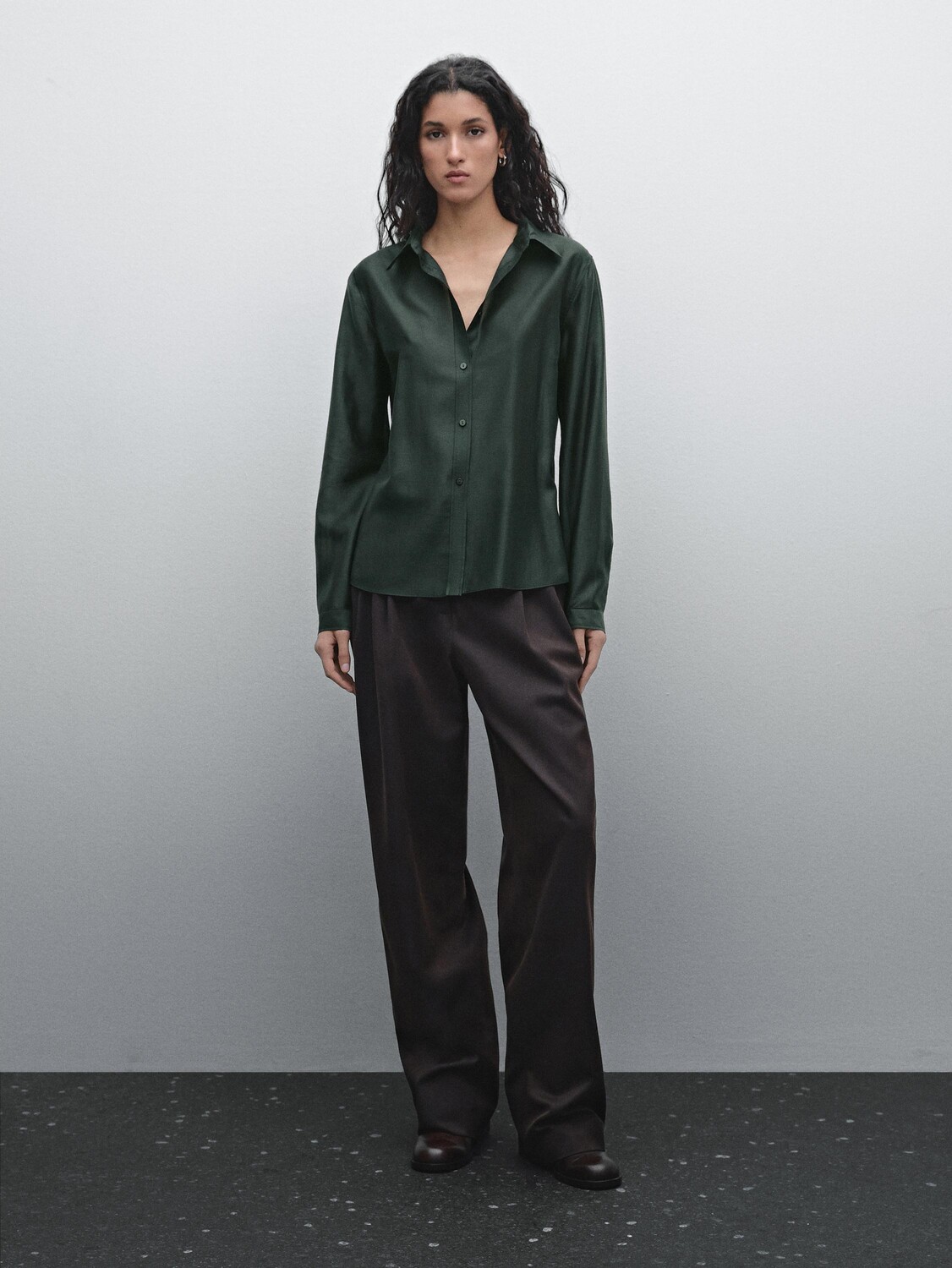 

Струящаяся полупрозрачная рубашка Massimo Dutti, зеленый