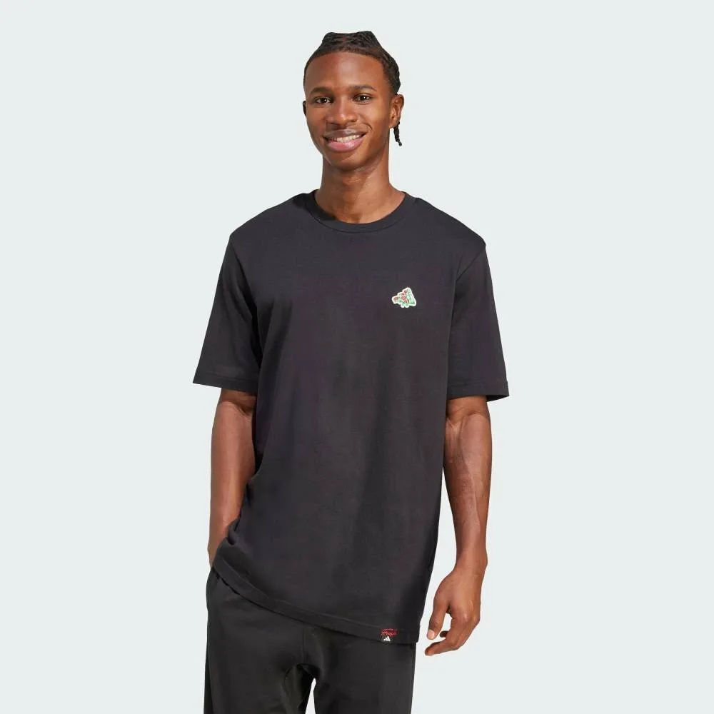 Футболка с графическим принтом «Мини-пицца» Adidas, black