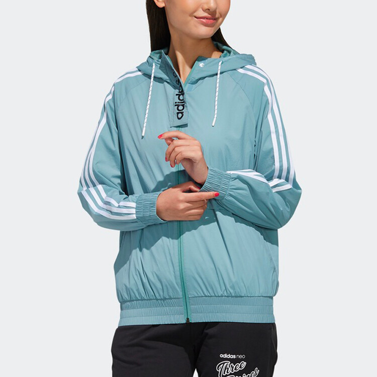 Куртка женская паровая белый/голубой серый/черный Adidas Neo — фото 4