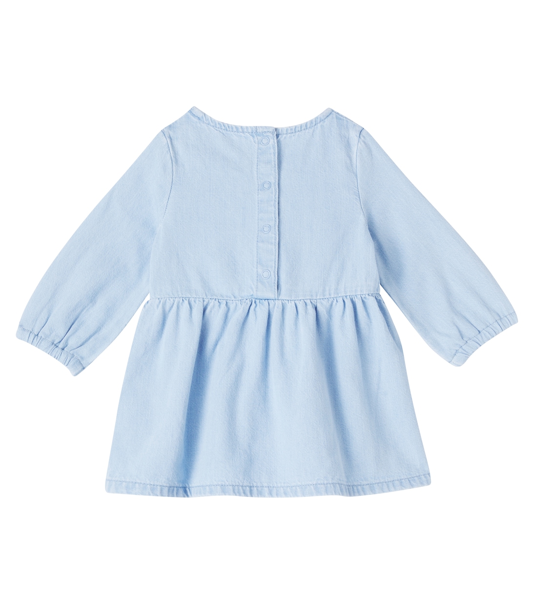 Детское платье из джинсовой ткани с цветочным принтом Stella McCartney Kids, Azure-Blue — фото 2