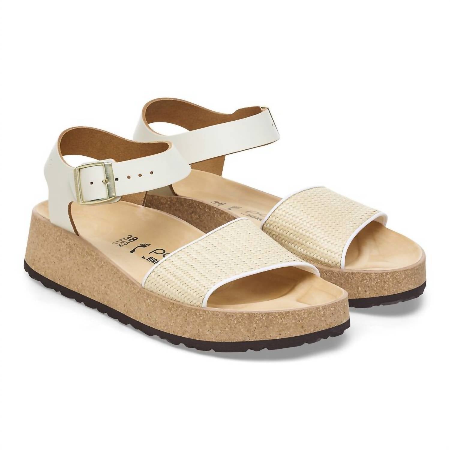Женские сандалии Glenda из рафии и кожи - средний/узкий размер, белые Birkenstock — фото 3