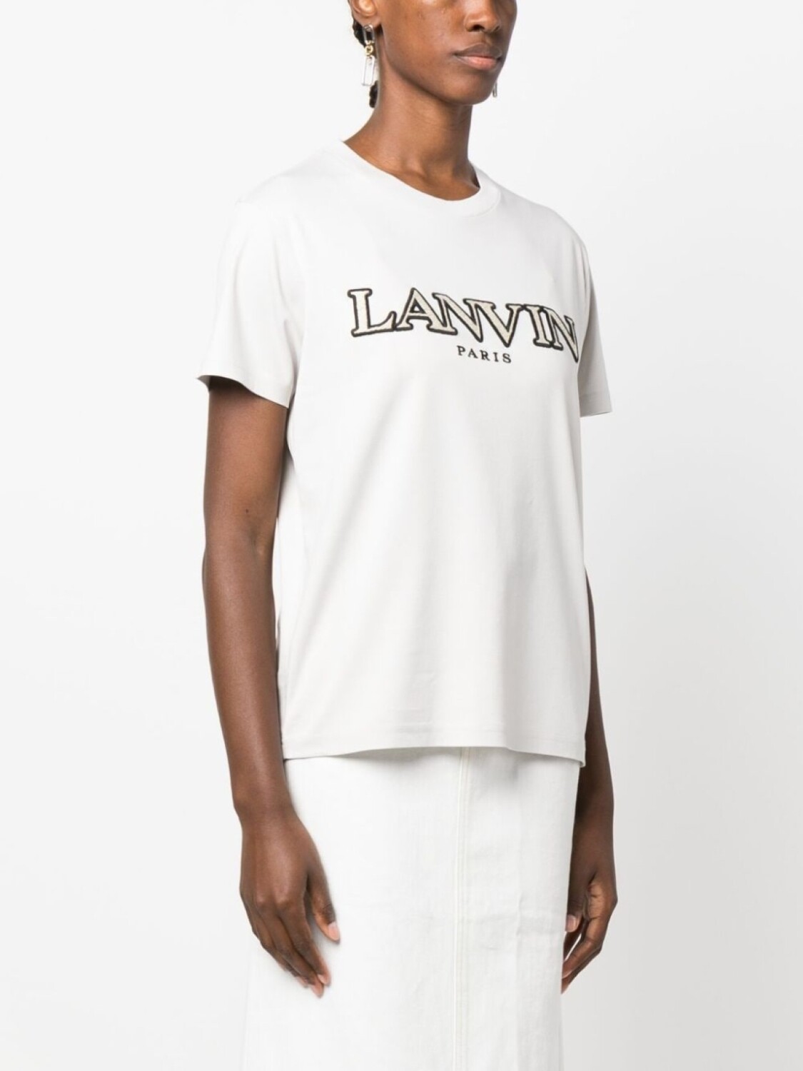Lanvin футболка с вышитым логотипом, серый — фото 3