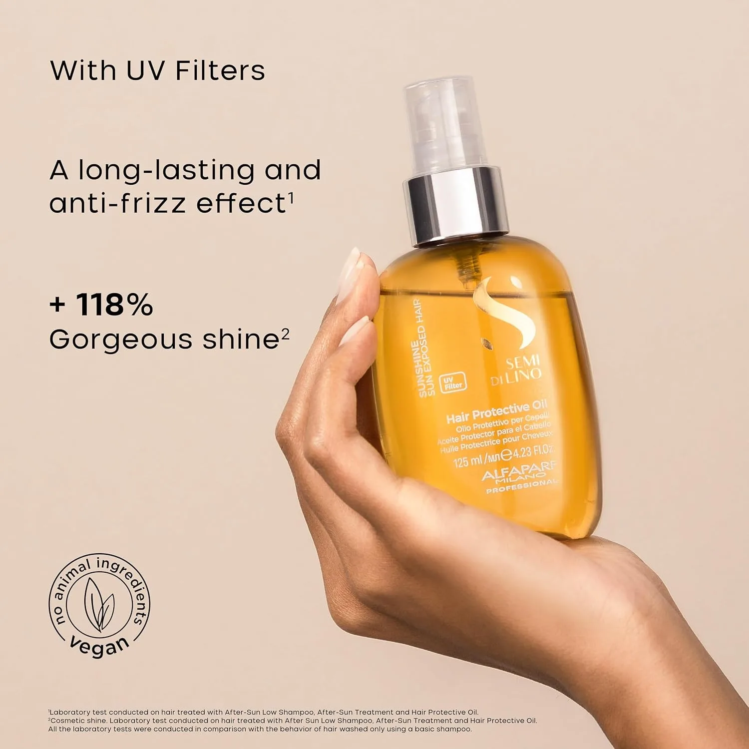 Alfaparf Milano Semi di Lino Sunshine Protective Hair Oil - двухфазное масло-сыворотка в виде спрея с УФ-фильтрами для защиты волос от солнца - для блеска, мягкости, укрощения и защиты волос — фото 3