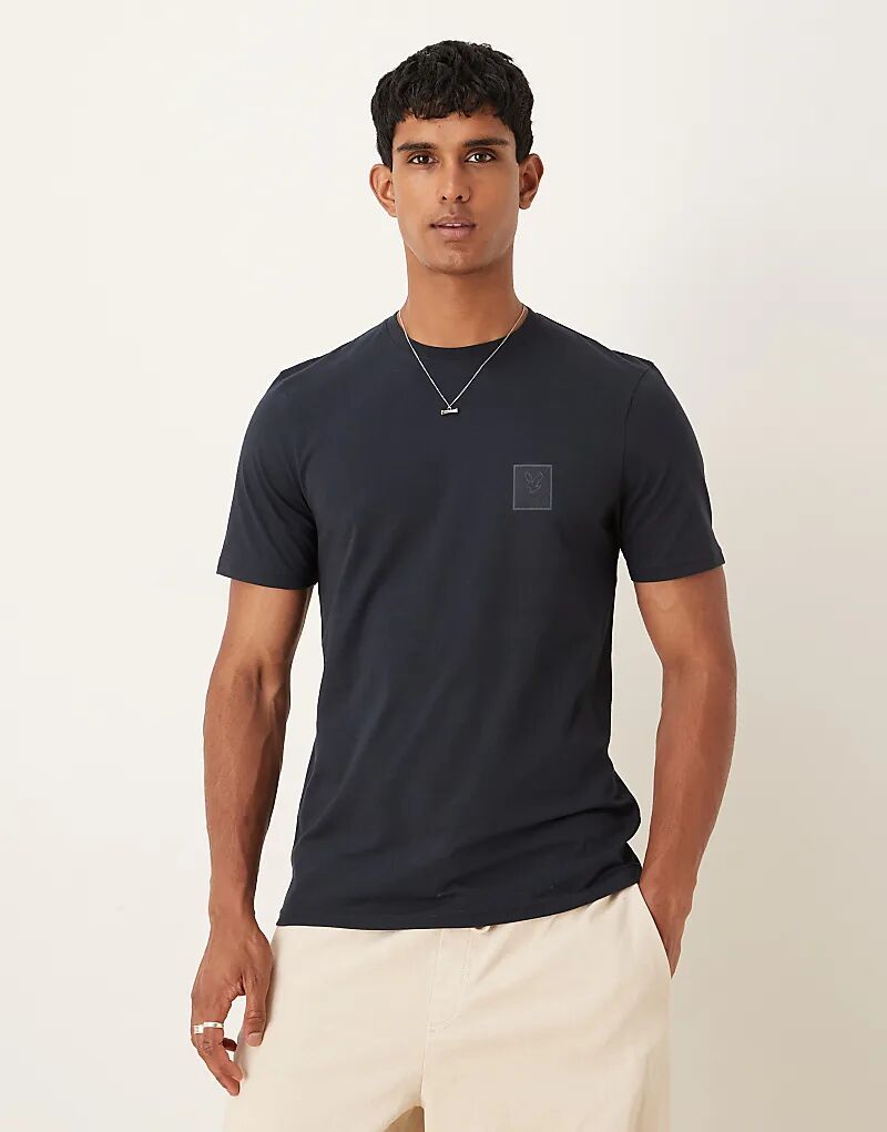 

Футболка с прорезиненным логотипом Lyle & Scott темно-синего цвета