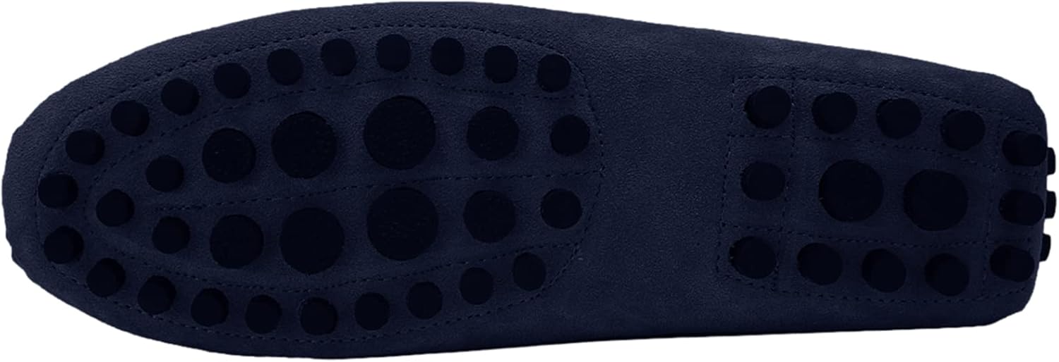 Мужские замшевые кожаные лоферы ANUFER, удобные мокасины, Navy-plush Lined — фото 3