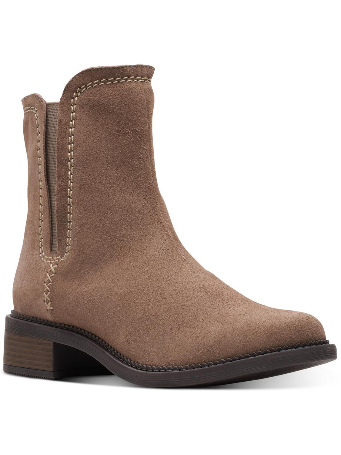 

Женские кожаные ботильоны MAYE ZIP на молнии Clarks, цвет Pebble Suede
