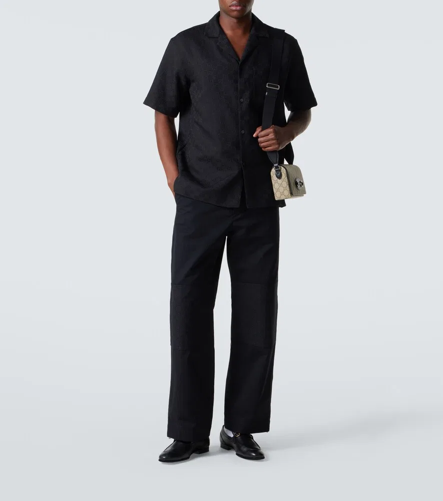 Рубашка Gucci GG Canvas из льняной смеси, черная — фото 2