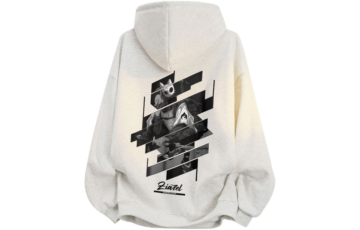 

Толстовка Unisex Hooded Moderate Heavyweight ZIAREL, белый heather серый