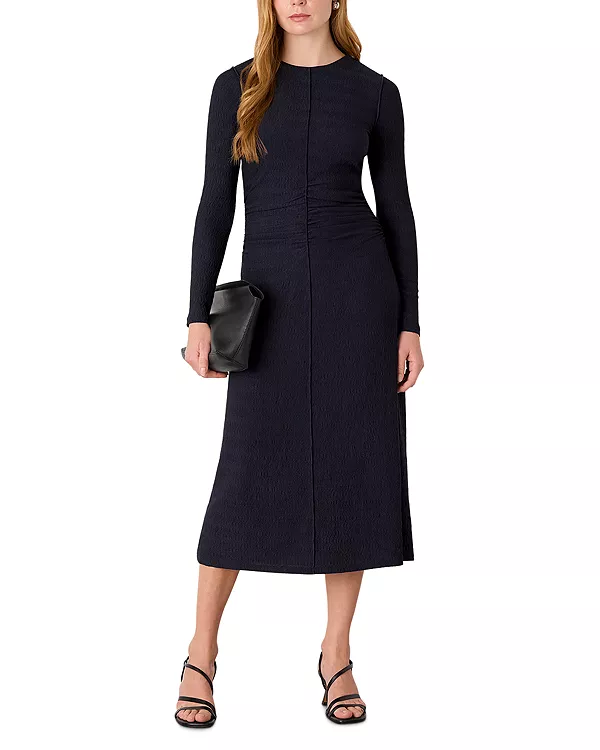 

Платье из фактурного трикотажа со сборками Whistles, синий