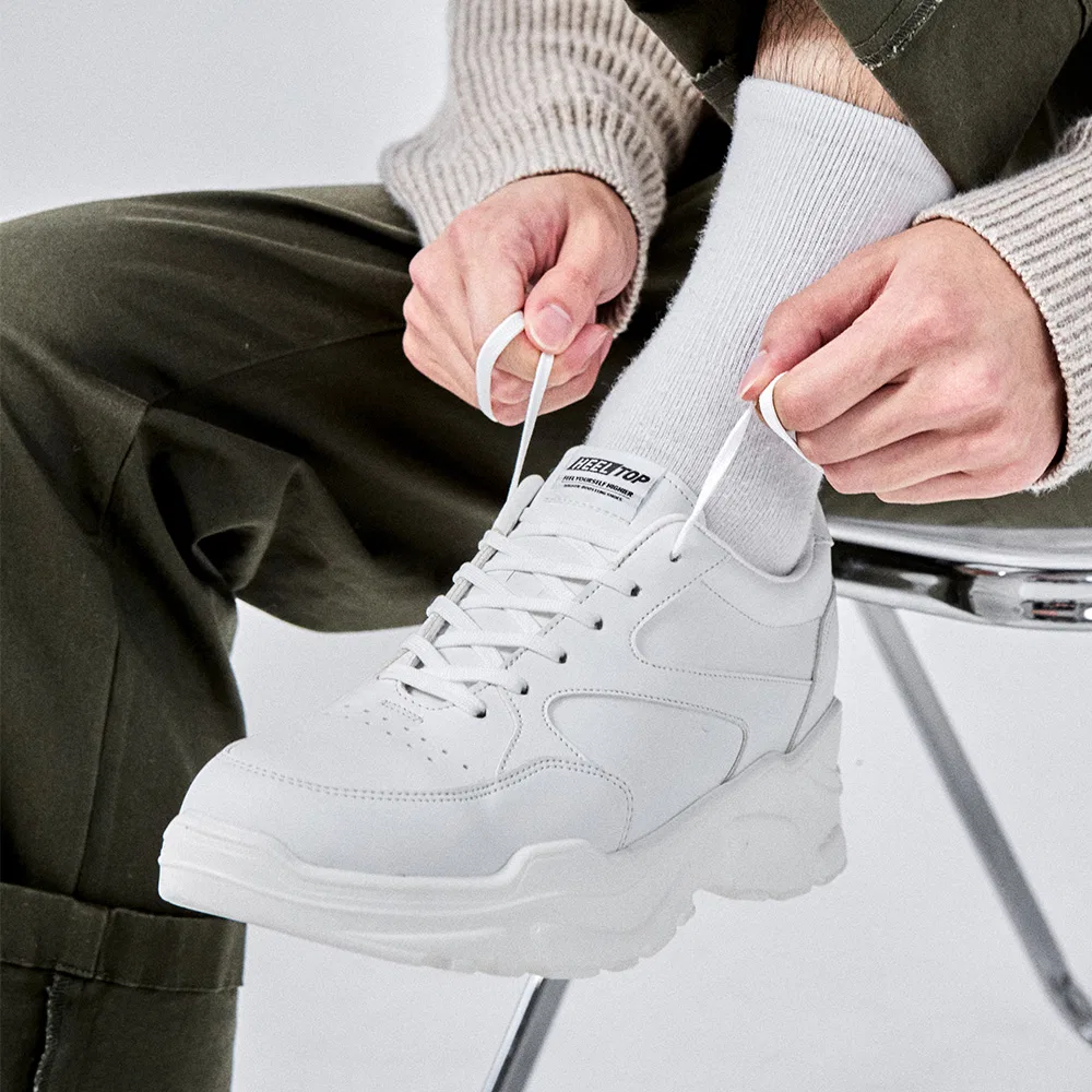 Мужские белые кроссовки Heeltop Peter на платформе 8 см