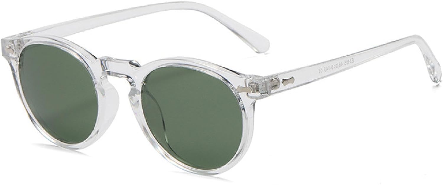 

Ретро круглые солнцезащитные очки для женщин, модные, с заклепками, защита от УФ-излучения UV400, для мужчин, панк, темно-зеленые солнцезащитные очки VVTWSSW, Clear Dark Green