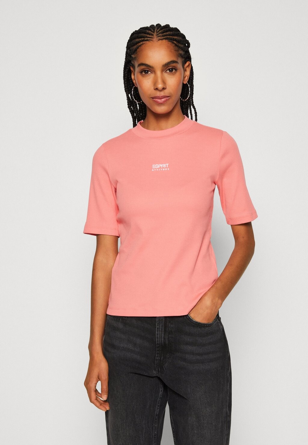 

Футболка с принтом Mock Neck Esprit, розовая