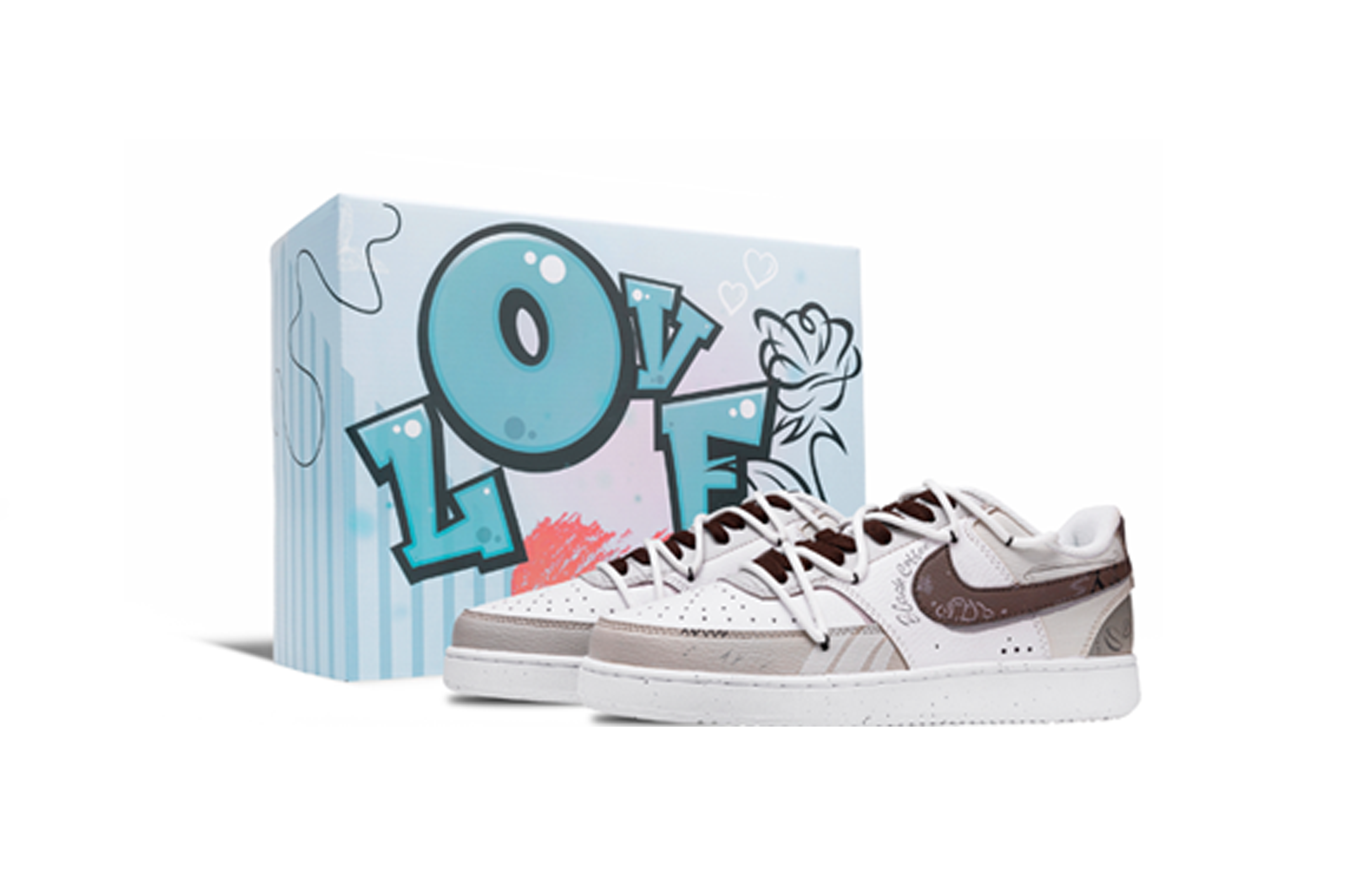 

Nike Кроссовки Court Vision 1 Radiant Box с антискользящим покрытием, износостойкие, низкие, для скейтбординга, мужские, темно-коричневые