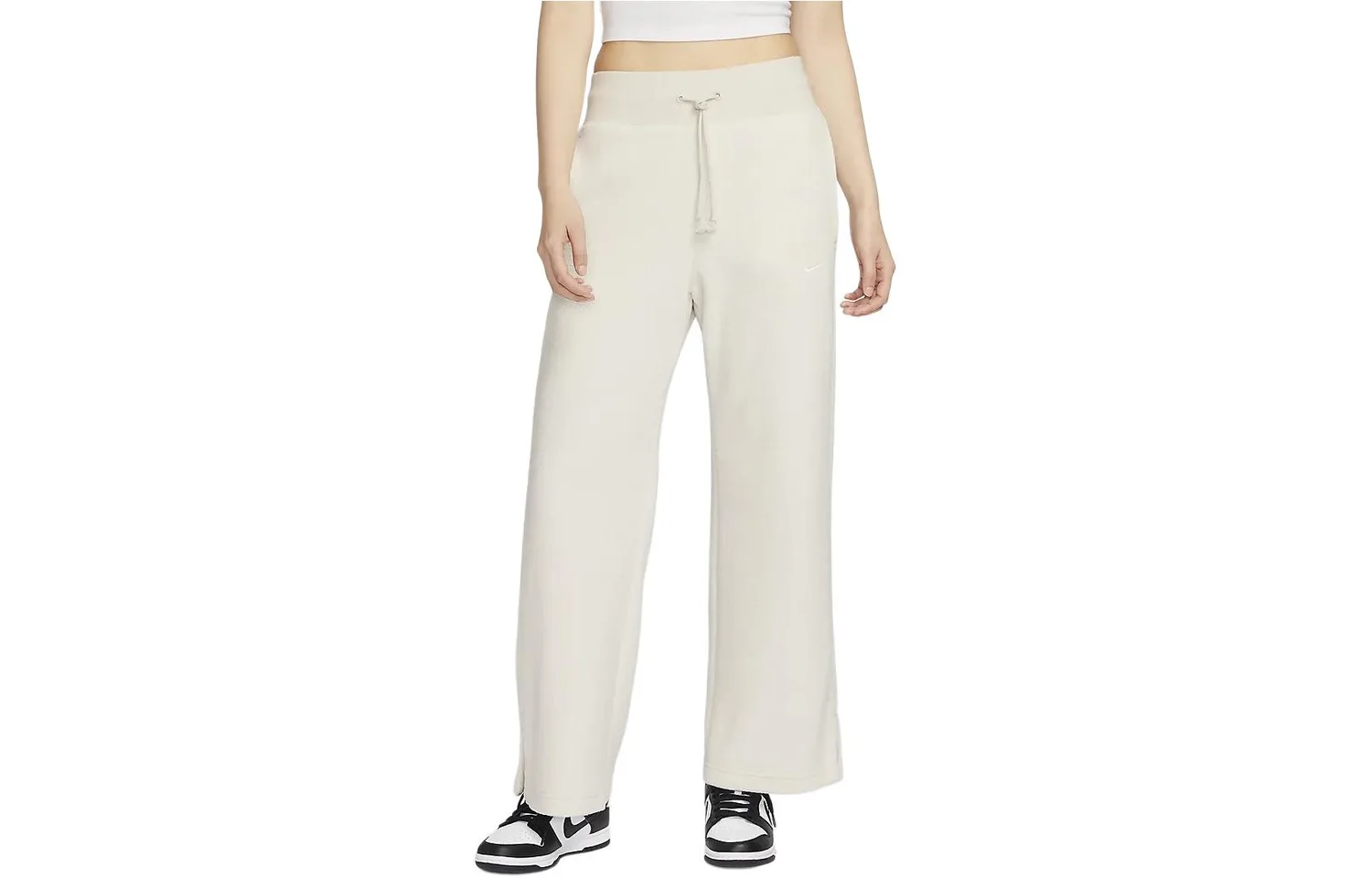 Nike Спортивные брюки флисовые casual женские ecru — фото 4