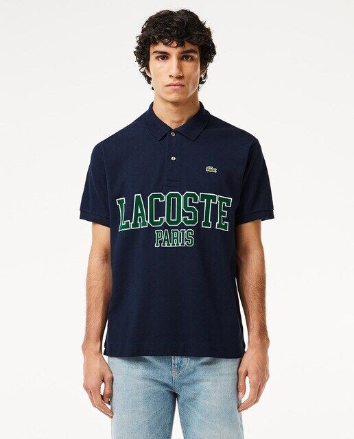 

Оригинальная рубашка-поло L1212 Lacoste из флокированного пике Lacoste, темно-синий