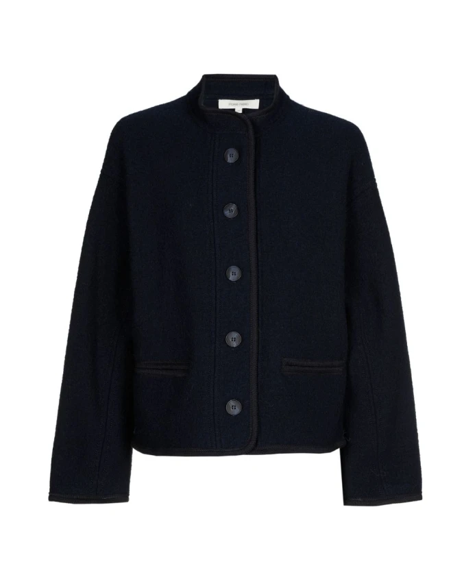 

Темно-Синяя шерстяная куртка с застежкой на пуговицы. Marie Mãro, синий