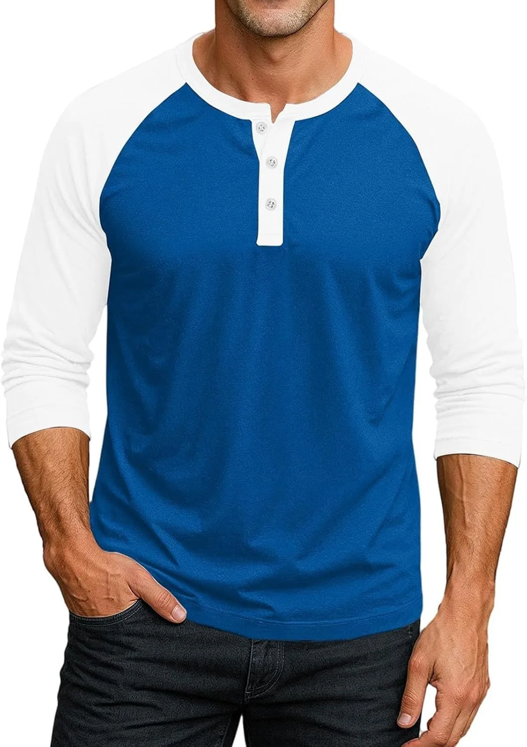 Мужская футболка Henley с коротким рукавом Raglan, легкая и влагоотводящая — фото 3