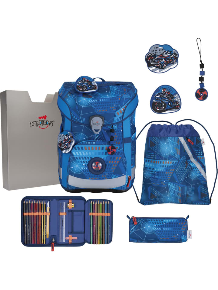 

Derdiedas 5-предметный школьный рюкзак ErgoFlex Easy Turbo Speed синий