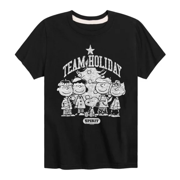 

Футболка с графическим принтом «Peanats Team Holiday Spirit» для мальчиков 8-20 лет Licensed Character, черный