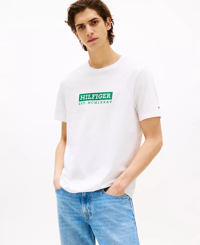 

Мужская футболка с коротким рукавом и цветным принтом Big & Tall Tommy Hilfiger, белый