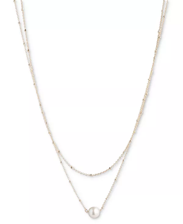 

Эффектное ожерелье из двух рядов искусственного жемчуга золотистого оттенка, 16 дюймов + удлинитель 3 дюйма Emily In Paris, white