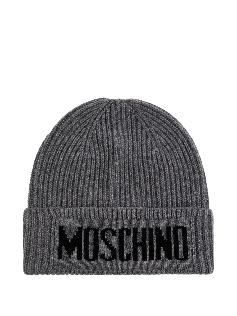 

Шапка с логотипом в рубчик Moschino, серый