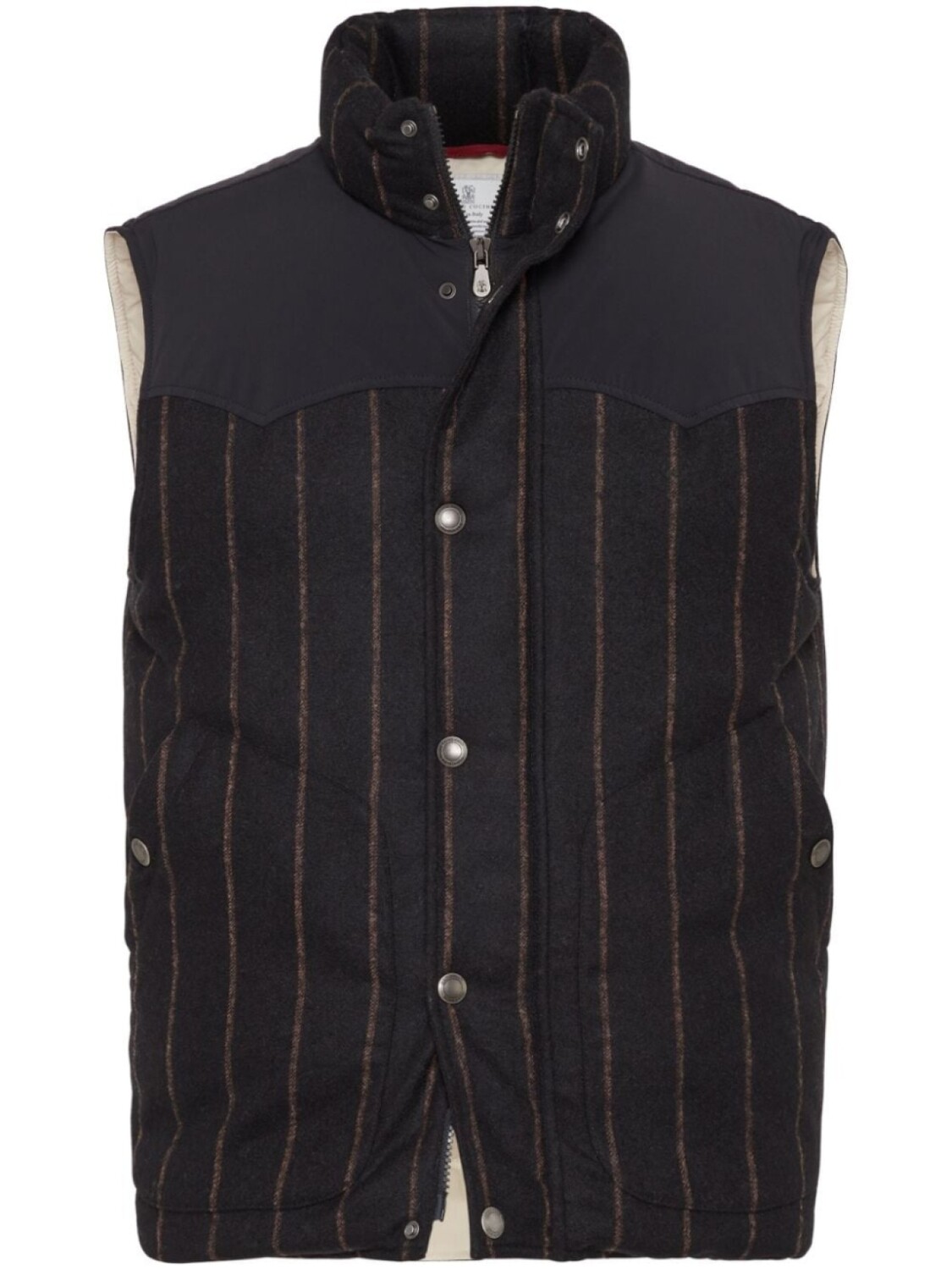 

Brunello Cucinelli дутый жилет в полоску, черный
