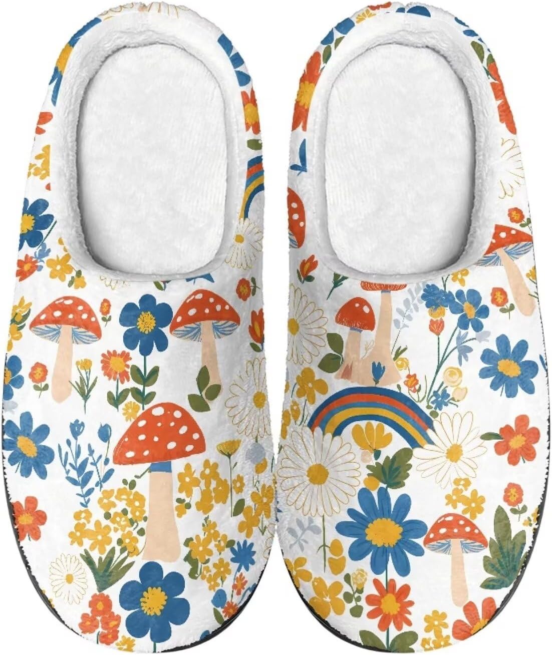 

Ретро-тапочки с мягкими вставками для женщин и мужчин, для дома и улицы, противоскользящие, теплые, уютные, из пеноматериала Rweroyiu, Rainbow Daisy