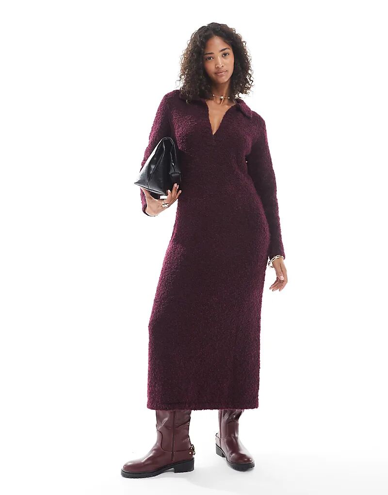 

Платье-поло Native Youth из мягкого трикотажа с пышной резинкой бордового цвета