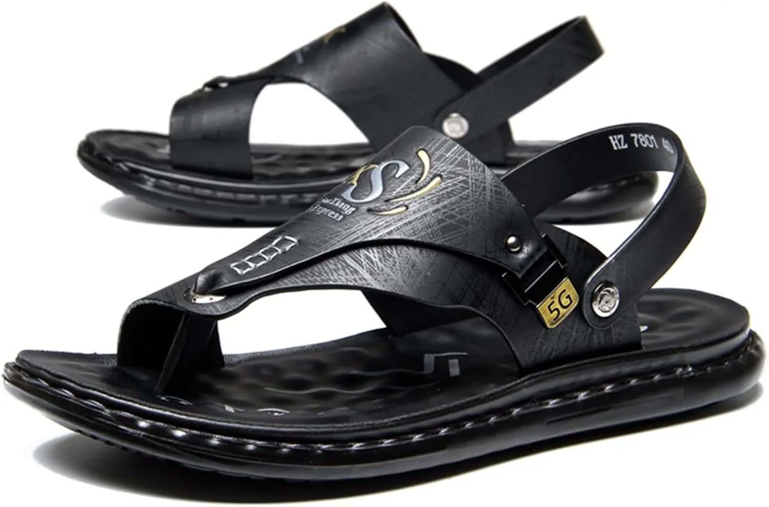 Summer Men Outdoor Orthopedic Bunion Corrector Сандалии,Stylish Hallux Valgu Slippers for Arch Support,Open Toe Plantar Fasciitis Flip Flops WCXTY, черный — фото 3