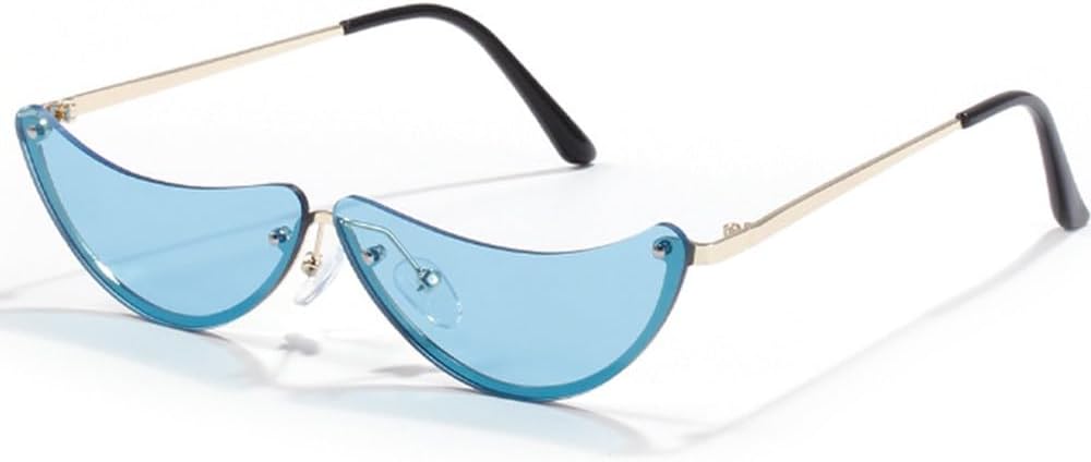 

Полуободковые солнцезащитные очки без оправы для мужчин и женщин, модные солнцезащитные очки с линзами конфетных цветов, защита от УФ-излучения UV400 TKKTLLT, Gold Blue