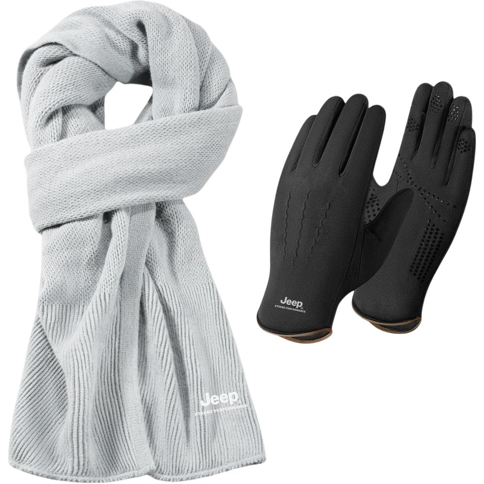 

Перчатки из полиэстера Unisex Jeep, светло-серый clothing sets[светло-серый scarf+черный glove]