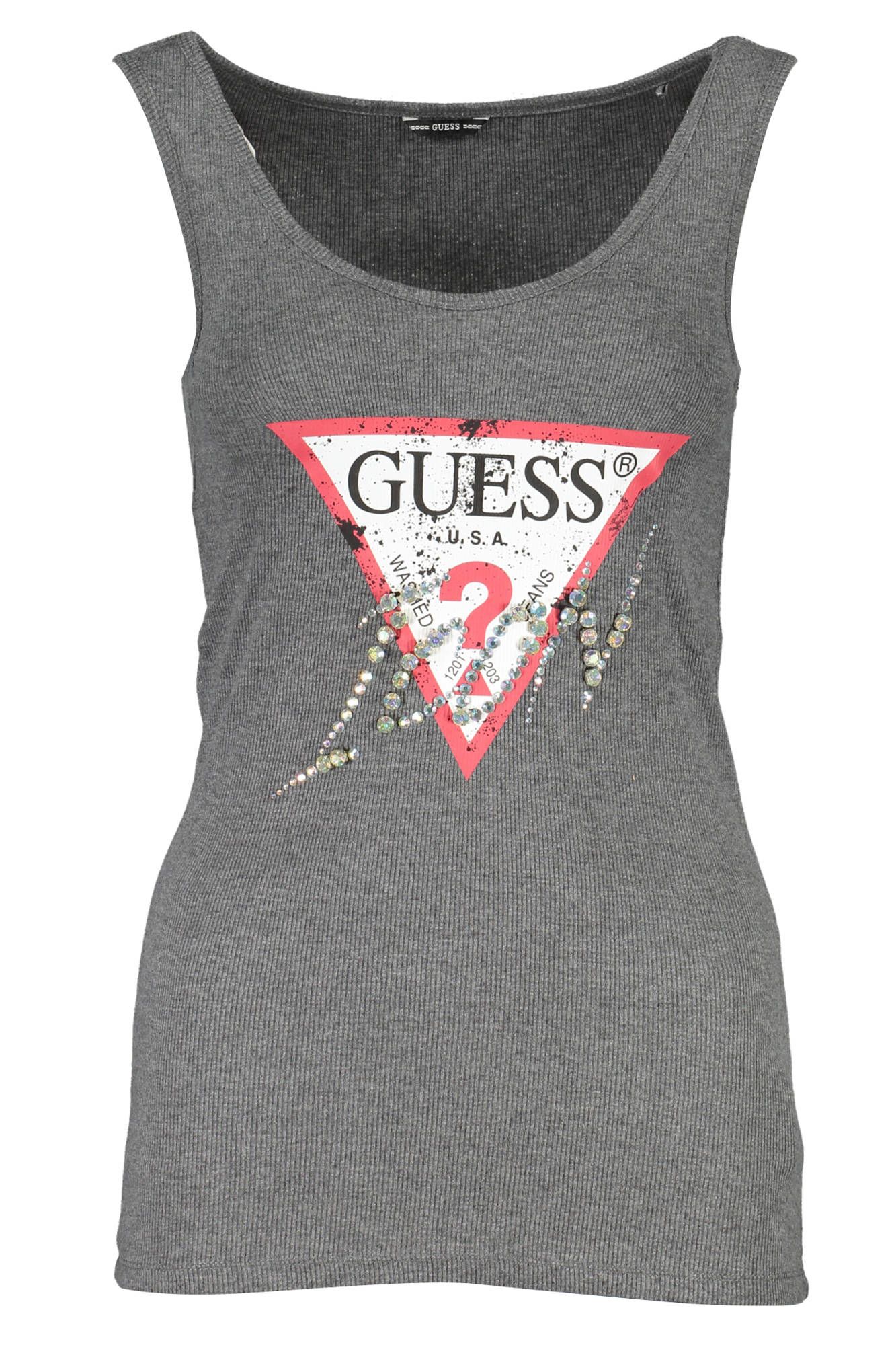 

Серый хлопковый женский топ-майка Guess Shoes