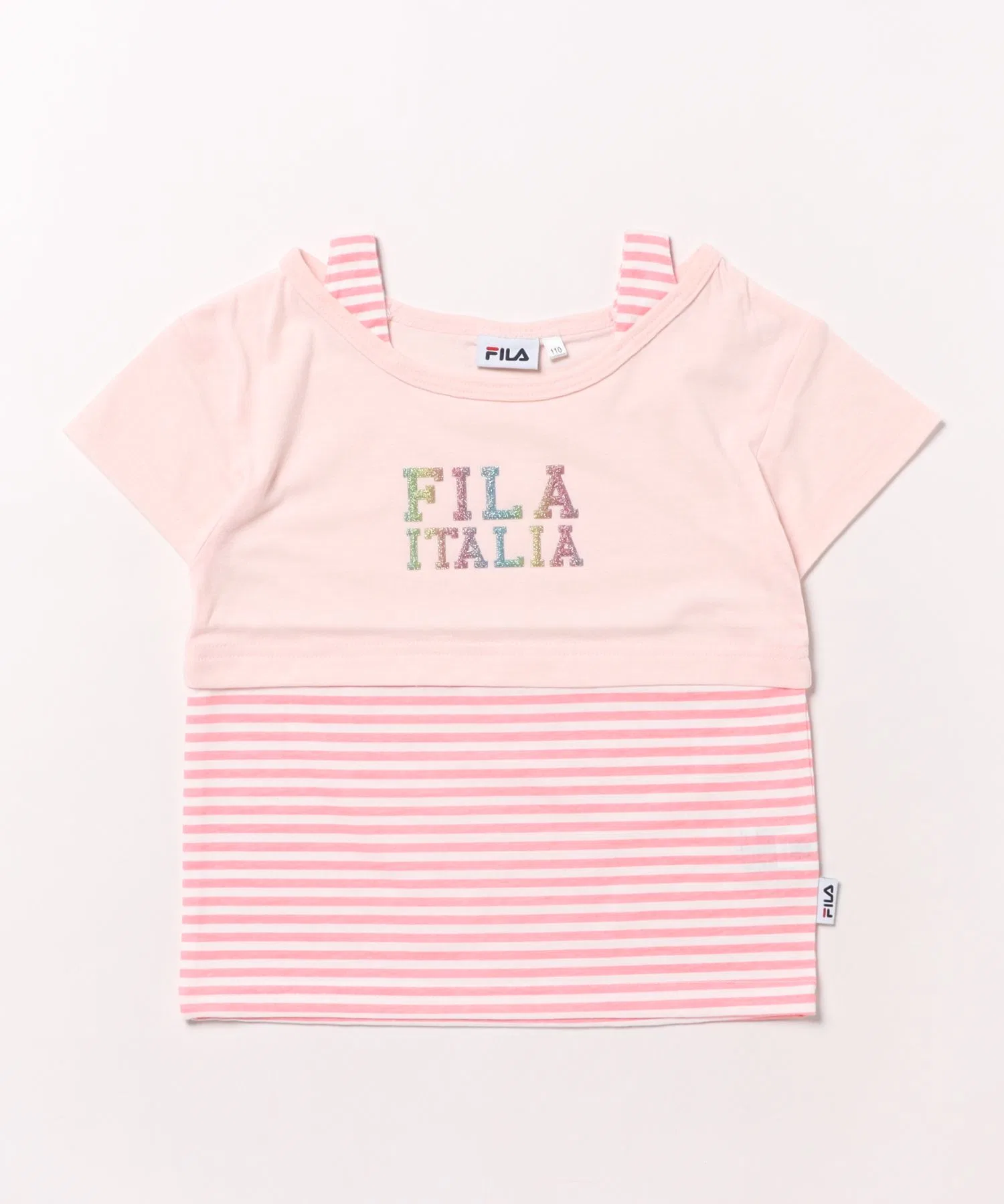 Детская футболка FILA с принтом и бордюром розовая