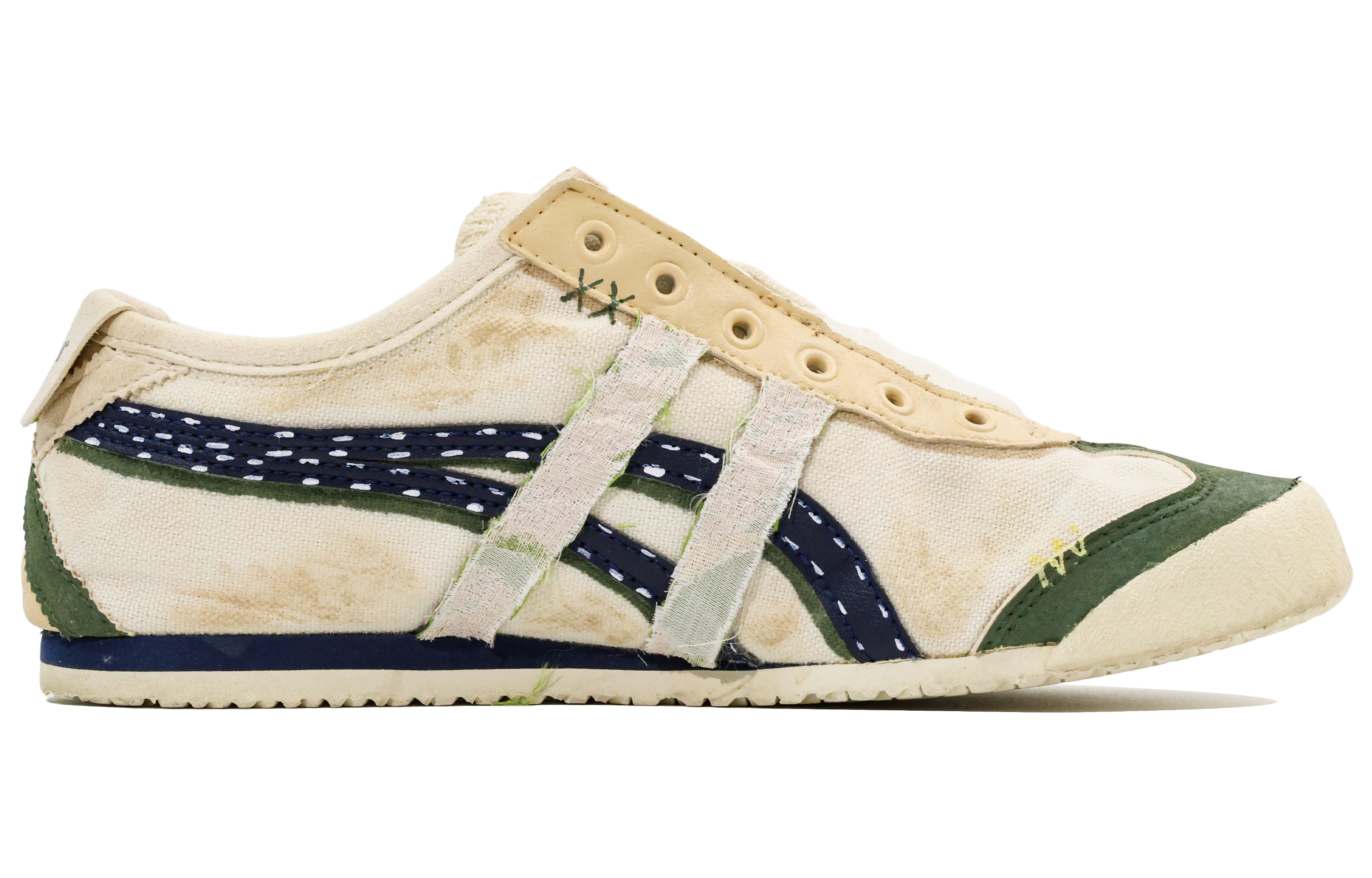 Onitsuka Tiger Кроссовки MEXICO 66 Canvas Abrasion Resistant Moisture Wicking Coverage Low top Unisex Beige Green — фото 3