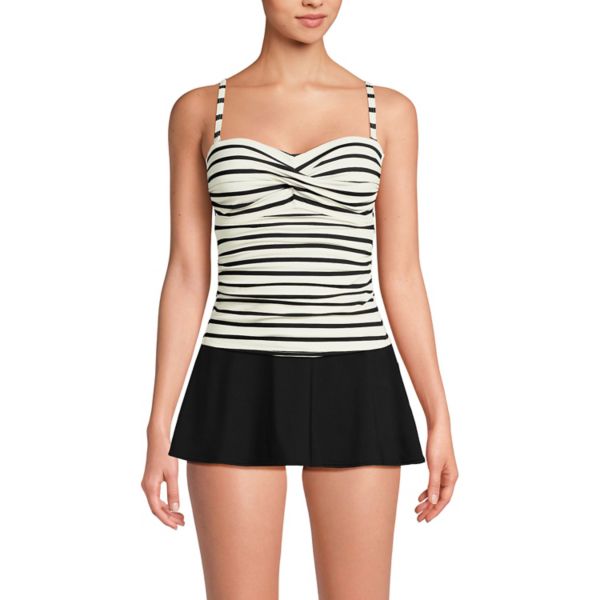 

Женский топ-бандо танкини для купания Lands' End, цвет white black stripe