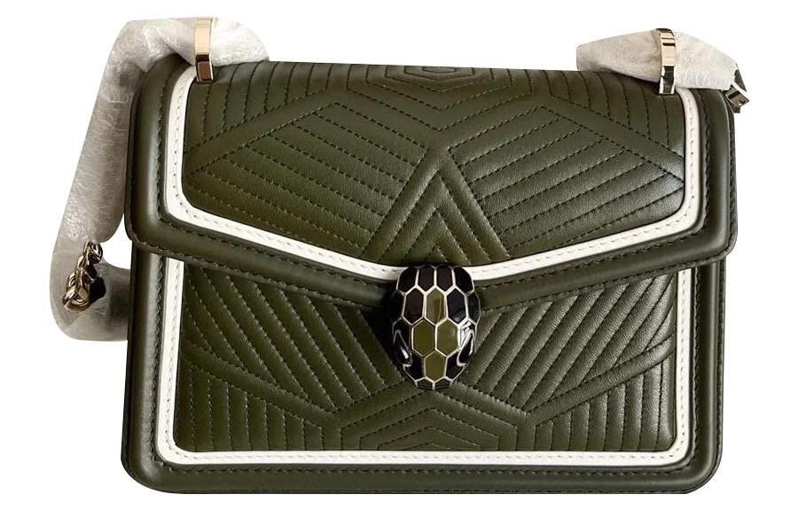 

BVLGARI Сумка через плечо Serpenti Diamond Blast из кожи, женская, зеленая