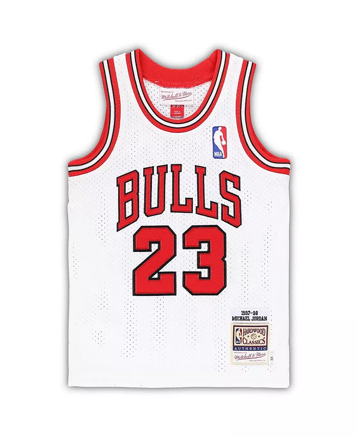 Детская футболка Chicago Bulls 1997/98 Hardwood Classics с именем Майкла Джордана, белая (для мальчиков и девочек) Mitchell & Ness — фото 3