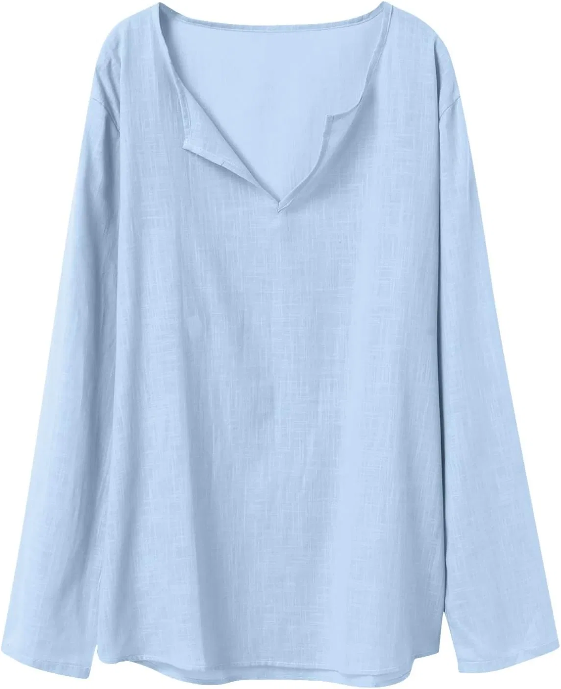 Футболка с V-образным вырезом, длинным рукавом, Polyester, Blue