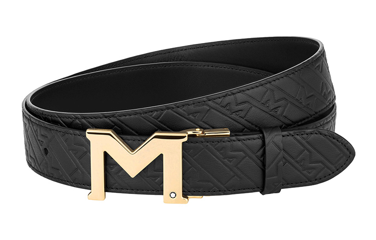 

MONTBLANC Кожаный ремень из коровьей кожи мужской черный 3.5 см