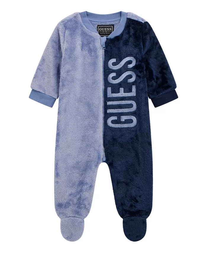 

Детский комбинезон с длинными рукавами из плюшевого велюра Guess, синий