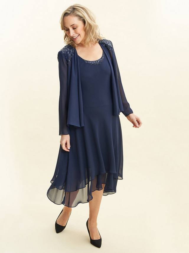 

Платье-жакет с блестками Gina Bacconi, цвет Spring Navy