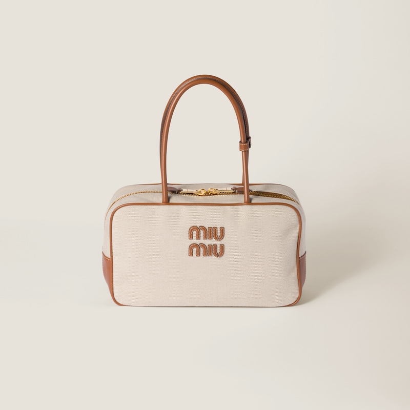 

Красивая сумка из холста и кожи Miu Miu, мультиколор