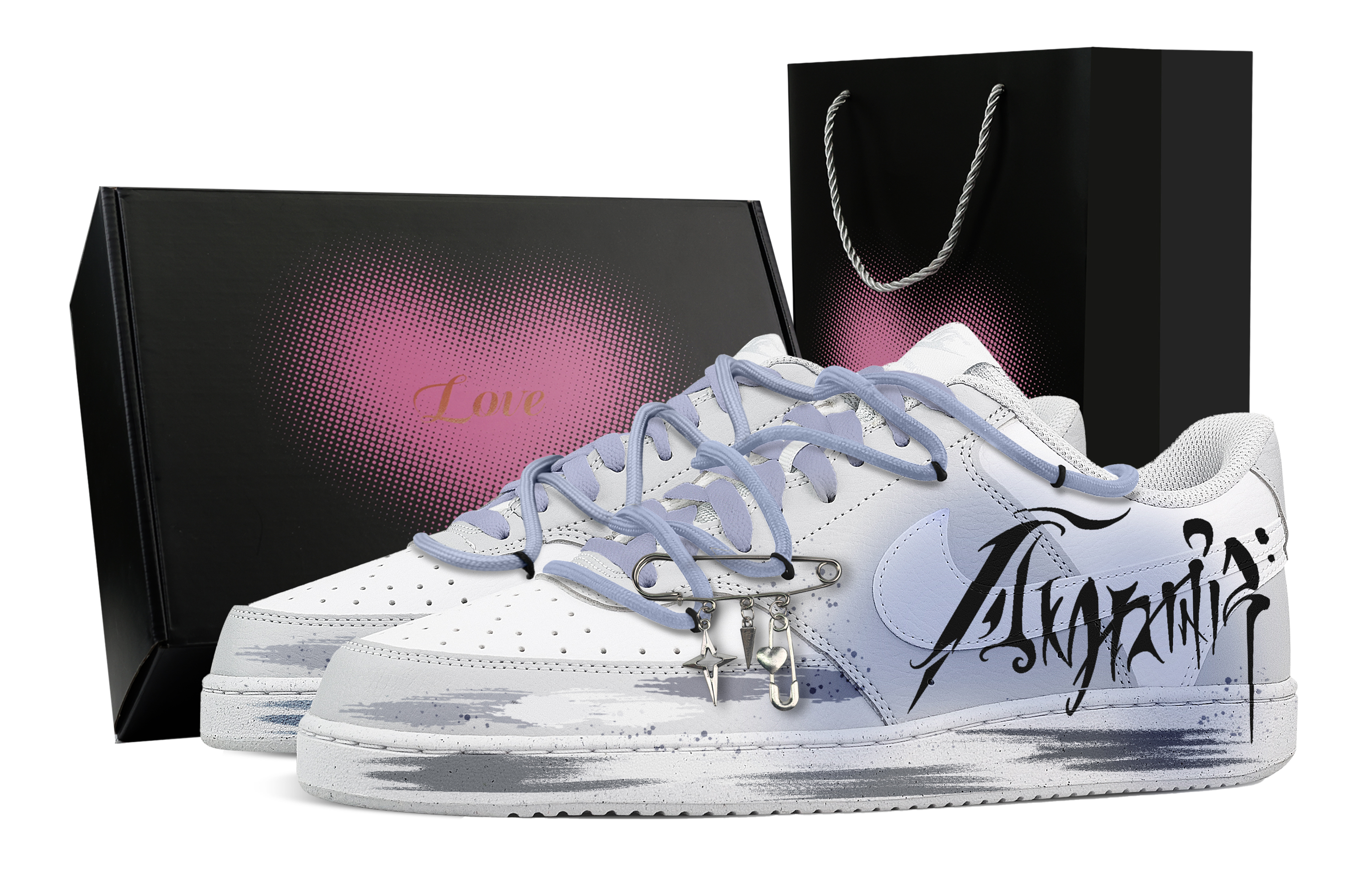 

Nike Кроссовки Court Vision Drowned Heart Box для скейтбординга, устойчивые к истиранию, низкие, мужские, белые, серые, синие