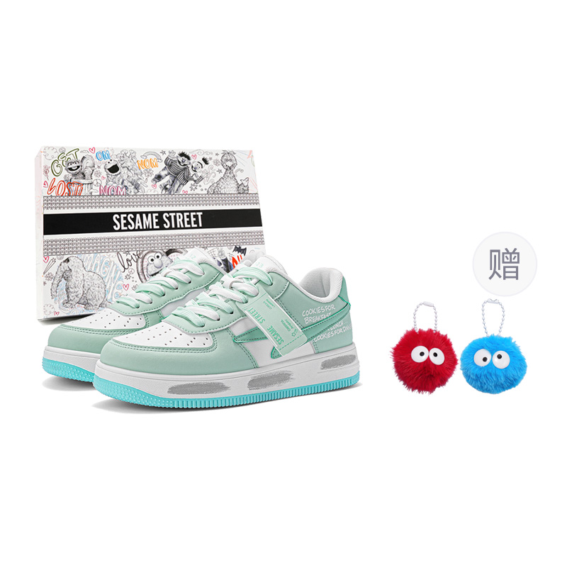 

SESAME STREET Теплые нескользящие амортизирующие износостойкие низкие скейтбордские кроссовки унисекс Cheese White Green (включает 1 случайный кулон)